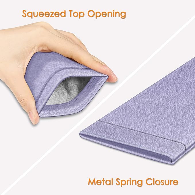 FINTIE Soft Eyeglasses Case with Cleaning Cloth, Portable Squeeze Top Vegan Leather Glasses Pouch, Sunglasses Eyewear Bag