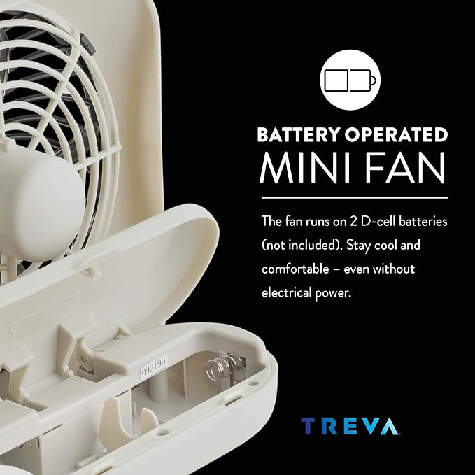 O2COOL Treva 5 Inch Battery Powered Fan Portable Desk Fan 2 Cooling Speeds with Compact Folding & Tilt Design Cubicle Accessories Small Portable 2 Pack (Grey)