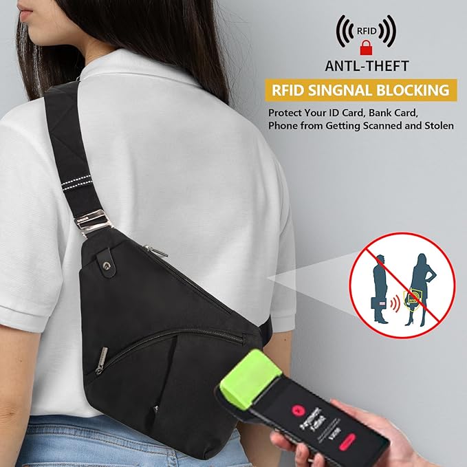 OSOCE Anti-Theft Sling Bag for Men, RFID Crossbody Chest Bag - Lightweight Travel Shoulder Bag for Hiking & Outdoor | Adjustable Strap, Fits iPad