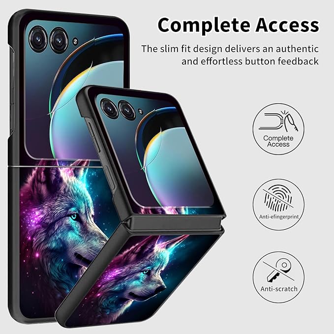 for Motorola Razr Plus 2025 Case,for Razor Plus 2025 Phone Case Cute Slim Hard PC Ultra-Thin Anti-Scratches Shockproof Protective Cover,Glitter Wolf