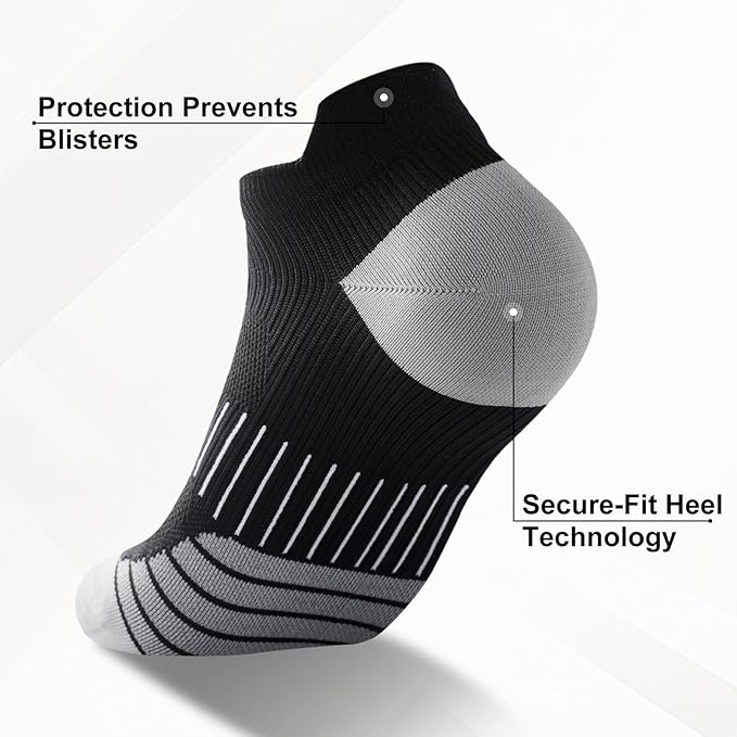 Ankle Compression Socks for Men and Women 6 Pairs, Low Cut Breathable Seamless short Running Socks with Arch Support