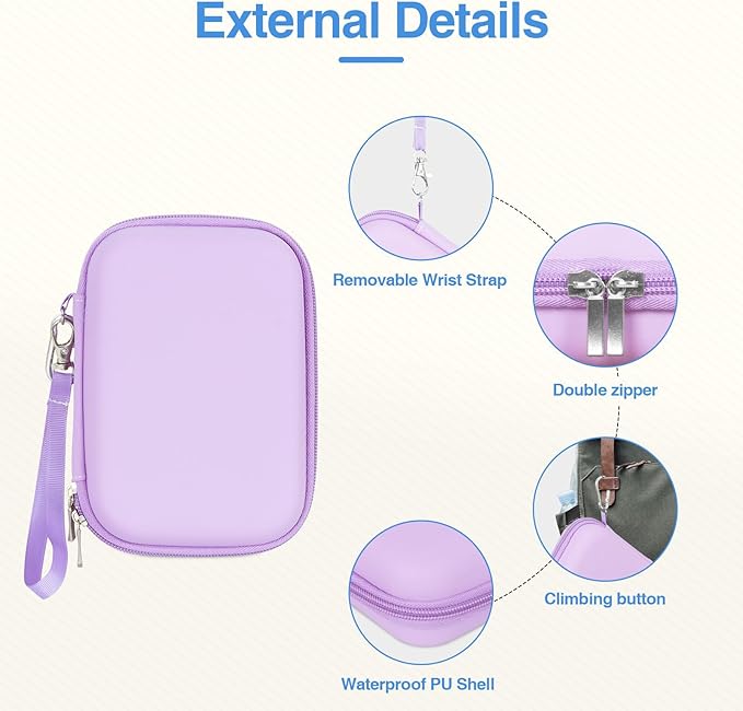 EMART Digital Camera Case, Small Camera Bag(Fit Camera Size<6"x4"x0.9") for VAHOIALD FHD 1080P/KODAK PIXPRO FZ55/CAMKORY/Lecran, Camera Carrying Case with EVA Anti-Shock Bubble(Case Only)-Purple