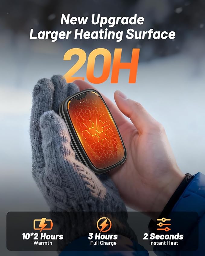 Hand Warmers Rechargeable 2 Pack, 3-Settings Rechargeable Hand Warmer, AI Smart Heating, Pocket Portable Electric Hands Warmer, Magnetic Handwarmers, A Winter for Kids and Loved Ones