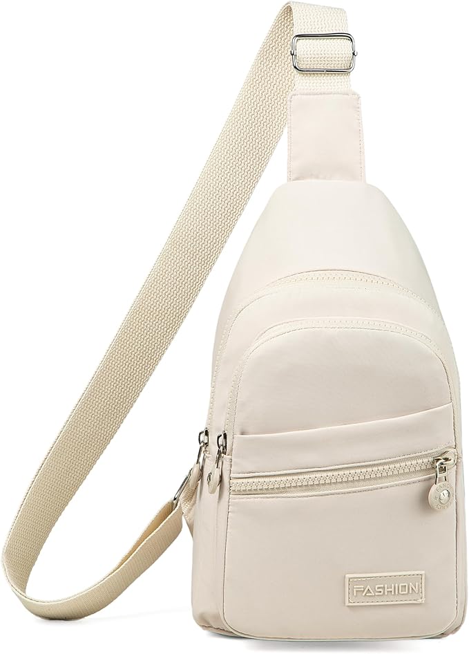 Banelu Small Sling Backpack Crossbody Bags for Women Men, Small Sling Bag Cross Body Bag Fanny Packs Crossbody Purses - Beige
