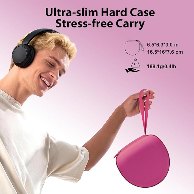 Headphone Headset Case for Beats/JBL/JLab/TOZO/BERIBES/Picun/KVIDIO Noise Cancelling Over-Ear Foldable Headphone (Rose)
