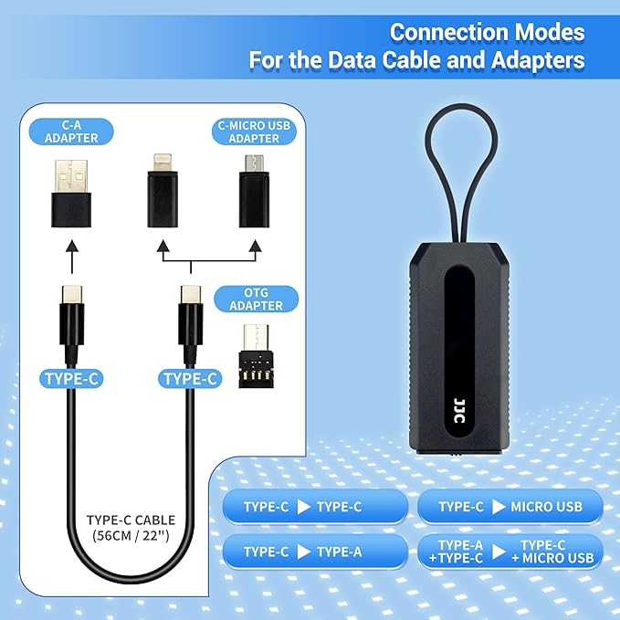 JJC Mulit-Functional Type-C Charging & Data Transfer Cable with USB C to Micro USB/USB A/USB 3.0 OTG Adapter Converter Kit for Outdoor Travel Cell Phone Charge Laptop PC Data Transfer