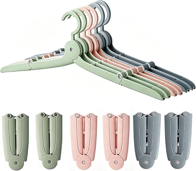 SALLO Foldable Travel Hangers 6 Pack – Portable Collapsible Clothes Hangers for Suitcase, Cruise, Hotel & Camping – Space Saving Lightweight Design