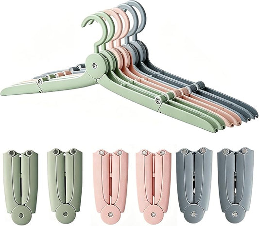 SALLO Foldable Travel Hangers 6 Pack – Portable Collapsible Clothes Hangers for Suitcase, Cruise, Hotel & Camping – Space Saving Lightweight Design
