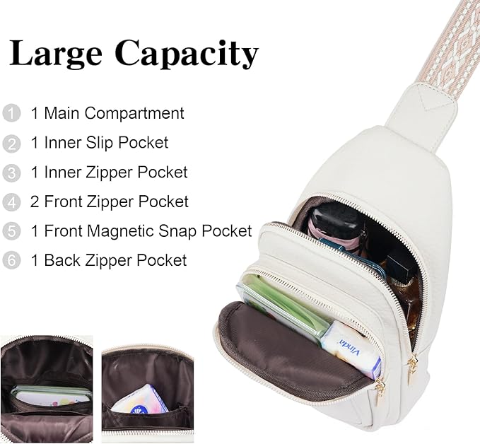 GAEKEAO Sling Bag Crossbody Bags for Women Vegan Leather Fanny Pack Chest Travel Anti Theft Purse Shoulder Bag handbags Gifts
