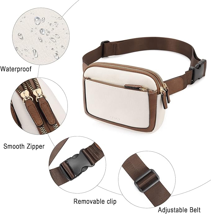 CLUCI Fanny Packs for Women Cross body, Belt Bag for Women, Mini Everywhere Crossbody Waist Bag Adjustable Strap, Vegan Leather Women's Fanny Pack