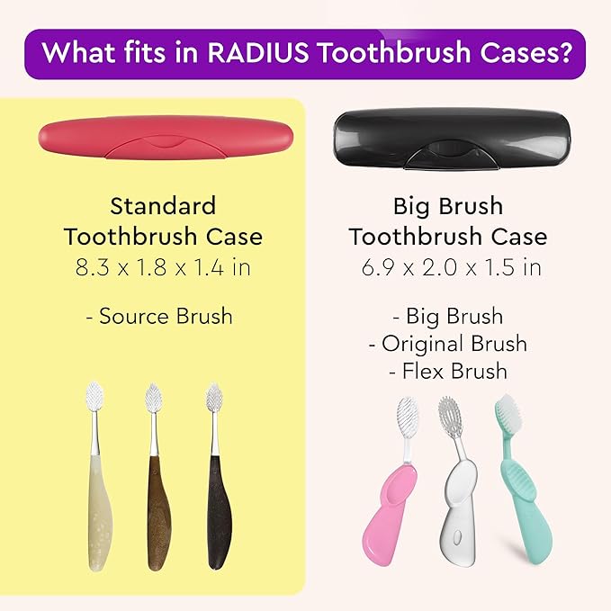 RADIUS Toothbrush Travel Case for Standard Brush, BPA-Free Recycled Plastic, Portable for Bathroom, School, Home, Camping (Pastel Pink, 8.25H - 1.38W - 1.75L (in))