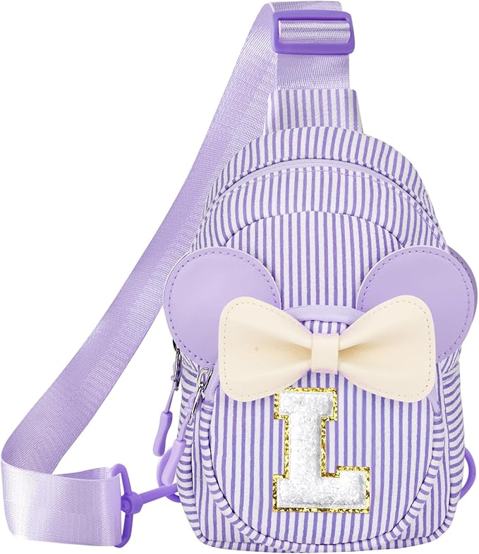 Girl's Initial Crossbody Sling Bag, Small Toddler Fanny Pack For Girl Kid, Girls Purses For Birthday Gifts For 3 4 5 6 7 8 Years Old