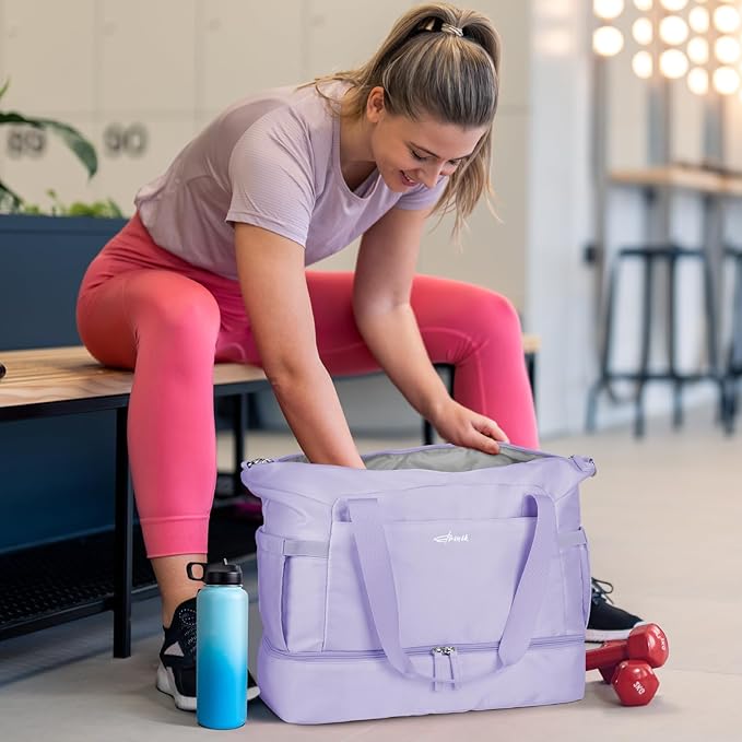 ETRONIK Gym Bag for Women, Personal Item Travel Bag with Shoes Compartment, Weekender Overnight Duffel Bag with Wet Pocket, Carry On Bag for Women, Travel, Gym, Weekend
