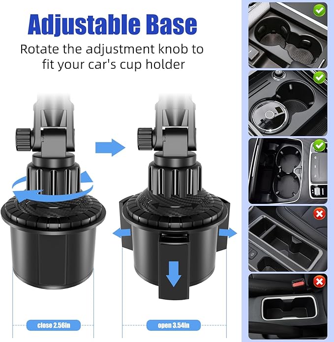 Ipad Holder for Car, Cup Phone Holder, Universal 360° Rotation Adjustable Long Arm, for 4"-13" Cell Phone iPhone iPad, Travel Accessories