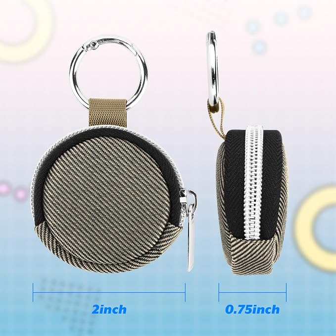 Portable Ring Organizer Case with Keychain, Traveling Ring Holder Storage Bag, Anti-Lost Keychain Container for Rings, Jewelry (1, Golden)