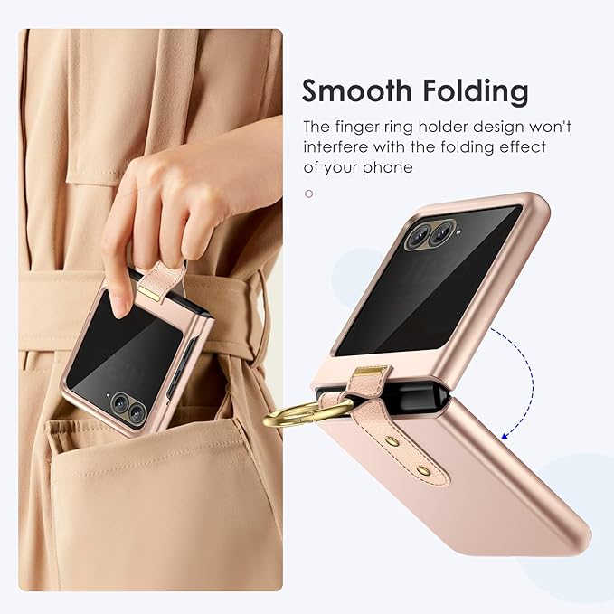 Maxdara for Motorola Razr 2026/2025/2024 Case [Not Fit Ultra or Plus], with Privacy Screen Protector & Ring Holder, Protective Cover for Moto Razr 2026/2025, Rose Gold (Privacy Screen)