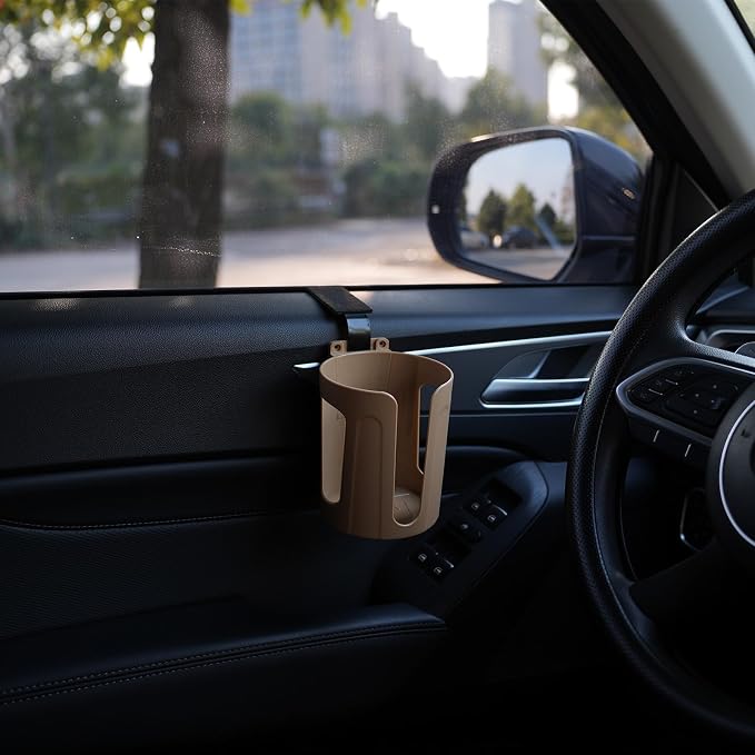 LITTLEMOLE Large Car Door Cup Holder, Vehicle Armrest Cup Holder for Almost Any Size Bottle or Can