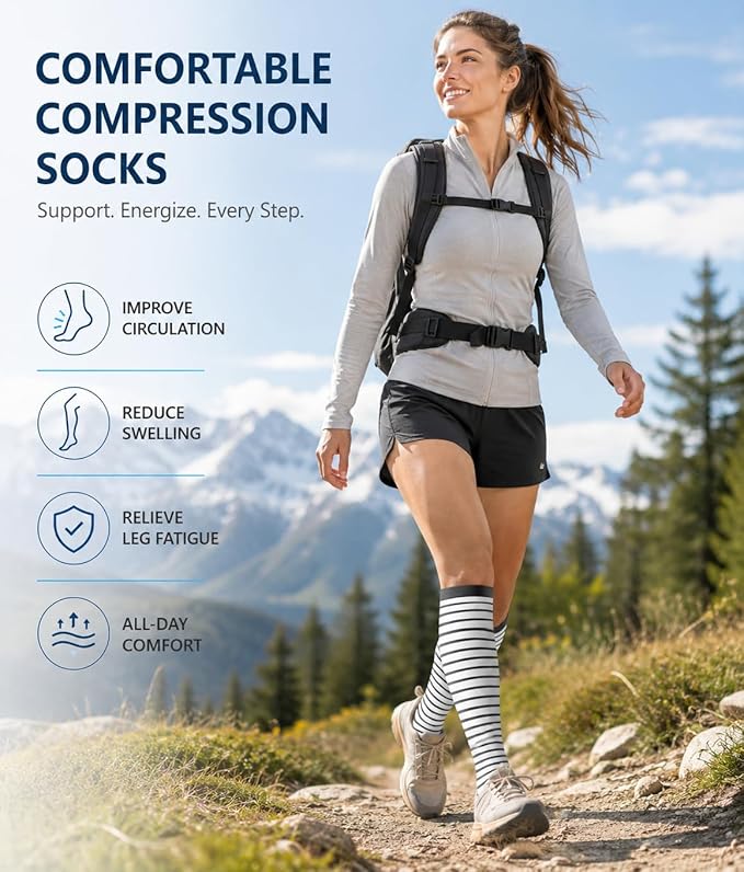 Aoliks Compression Socks for Women & Men 4 Pairs, Best Support for Nurses Running Travel