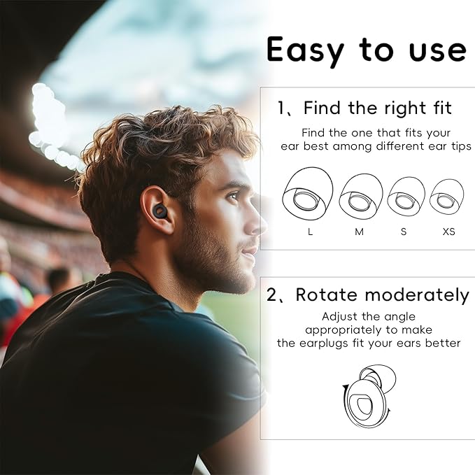 Noise Canceling Earplugs for Sleep and Concentration– New Flexible Earplugs for Better Attenuation – 2 Pair Reusable –Deal for Side Sleepers &Noise Sensitive Person – 27dB Noise Cancellation–Black