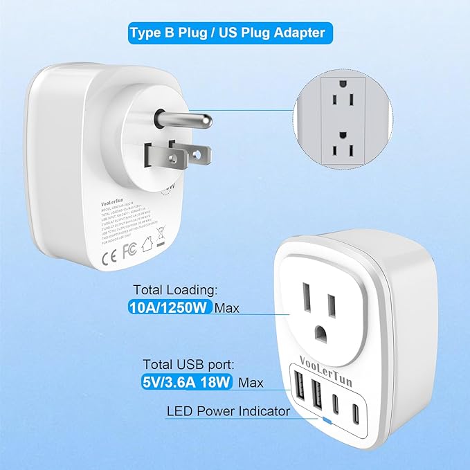 Outlet with USB Ports Cruise Approved Power Strip Wall Outlet Extender Splitter, USB Outlet Plug 2 Pack for Dorm School Office Home Cruise Essentials