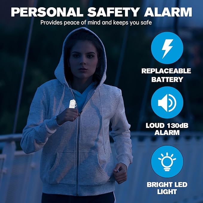 Safesound Personal Alarm: Your 130dB Self-Defense Companion - Keychain Emergency LED Flashlight - Security and Protection for Women, Girls, Kids, and The Elderly (Black, 1)