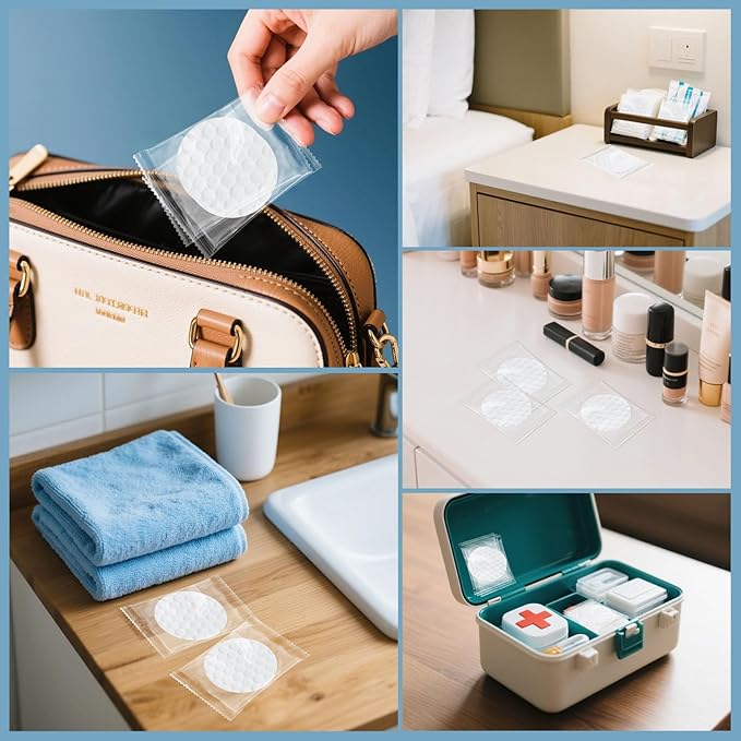 Travel Size Cotton Rounds Individually Wrapped Cotton Rounds Bulk Makeup Cotton Pads Soft for Most Skin Types Personal Care Kit Hotel Amenities (2 Pcs/Set, 50 Sets in Total)