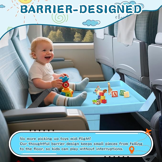 Airplane Seat Extender for Toddlers & Young Kids - Portable Plane Foot Rest & Travel Tray for Ages 2-5 (Max 55 lbs), Lightweight Plane Leg Support for Flights