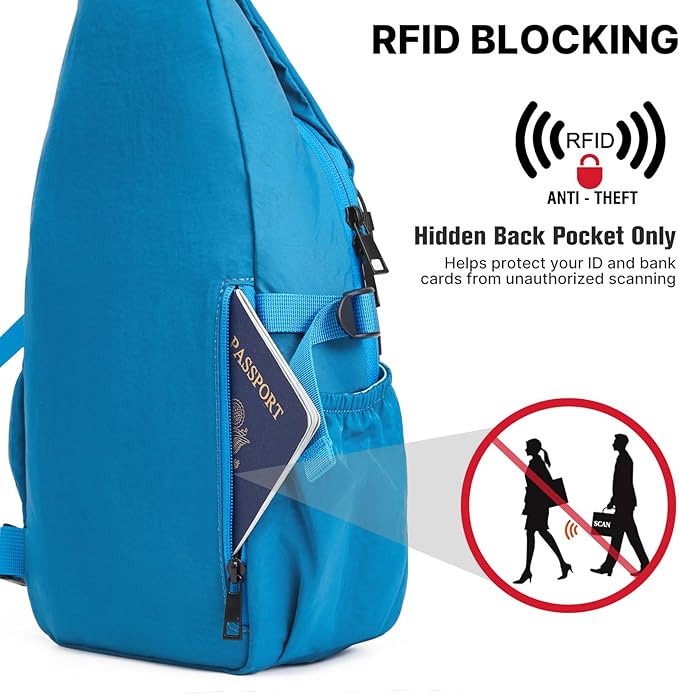 G4Free Sling Bag for Men Women, RFID Blocking Crossbody Bags, Hiking Daypacks Small Sling Backpack Chest Shoulder Bag Travel - Navy Blue