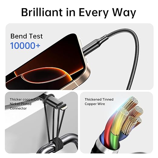 Multi USB Charging Cable 3A, 3 in 1 Fast Charger Cord Connector with Dual Phone/Type C/Micro USB Port Adapter, Compatible with Tablets iPhone 14 13 12 Pro 8 7 Samsung Galaxy (4FT/2Pack Charging Only)