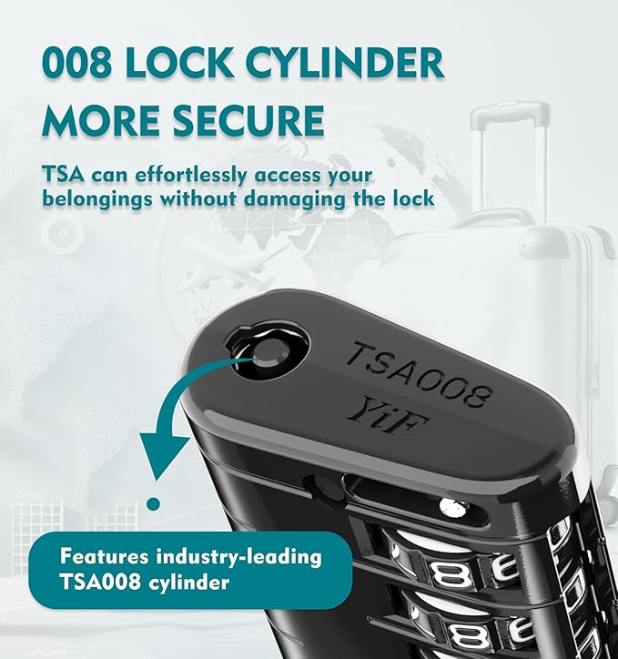 ANVIL TSA Approved Luggage Locks with Search Alert Indicator, 4-Digit Combination Suitcase Lock, Advanced TSA008 Core Heavy Duty Anti-Theft Travel Lock for Double Zippers, Backpacks