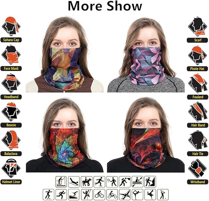 VANCROWN Headband Neck Gaiter Head Wrap Headwear Face Mask Magic Scarf Bandana for Men and Women