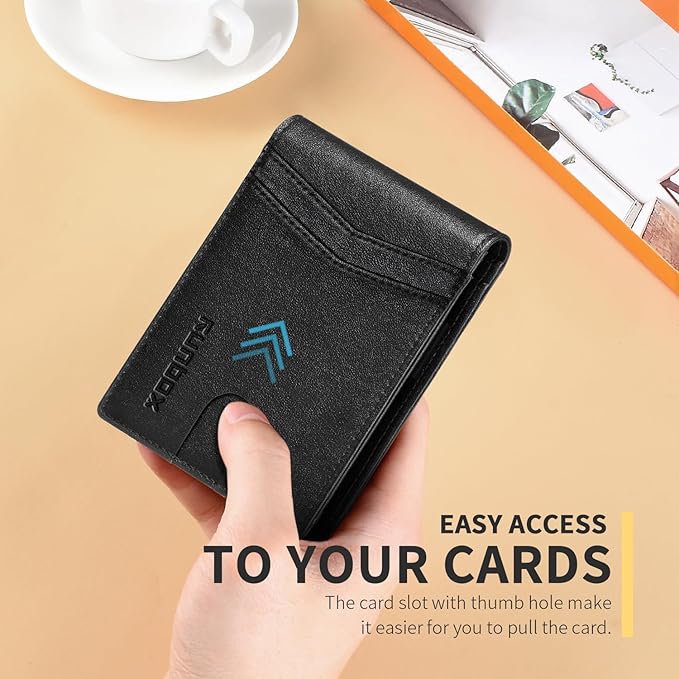 RUNBOX Wallet for Men -Slim Rfid Leather Mens Bifold Novelty Wallets 2 ID Window With Gift Box Men's Accessories | Slim