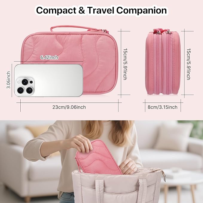 Skycase Tech Pouch - Lightweight Electronics Organizer Travel Case - Double Layers Cable Organizer - All-in-One Storage Bag for Charger, Cord, Phone, Flash Drive, Essentials - XL