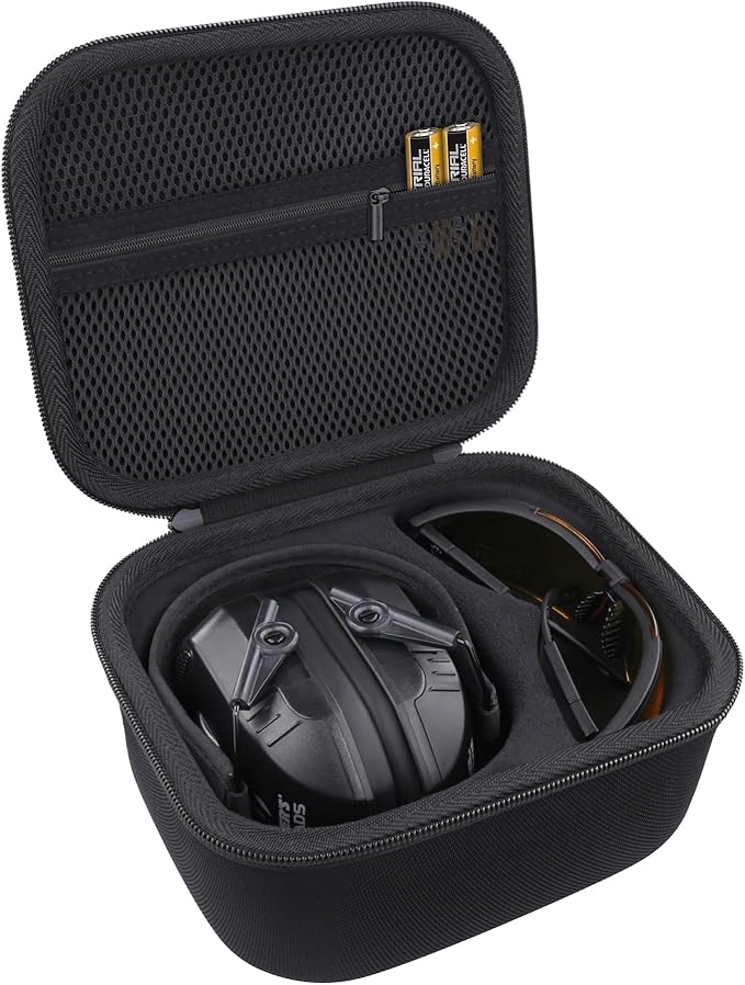 Hard Carrying Case for Walker's Razor Slim/Howard Leight Honeywell Impact Sport/Prohear 016 066 Earmuffs, Shockproof EVA Protective Storage Travel Case with Mesh Pocket, Portable Organizer