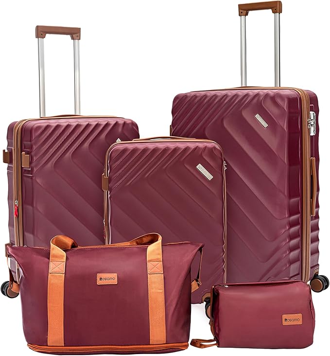 Rosamo 5 Piece Luggage Set Expandable Hardside, 20/24/28in Suitcases with Matching Travel Bags, 22x14x9 Airline Approved Carry On, TSA Lock, Spinner Wheels, ABS+PC