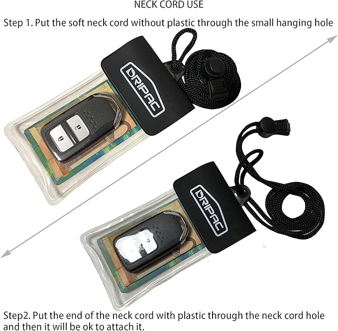 DRIPAC Waterproof Car Key FOB Case Waterproof Wallet Waterproof Holder Pouch For Key ID Badge Credit Card Money（Black+Black）