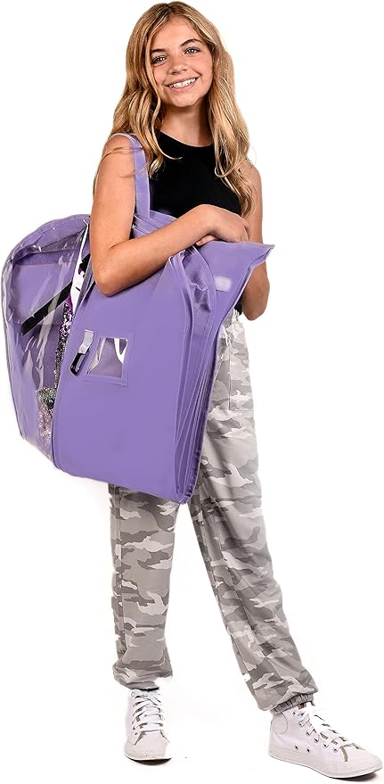 Waterproof Hanging Garment Bag 40 inch Clothes Bag with Gusset, 5 Pockets & Side Zip for Dance Costumes, Sports, Skating, Theatre, Beauty Pageants & More by Kendall Country, Lavender Purple
