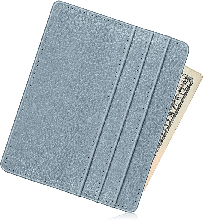 FINTIE Slim Minimalist Front Pocket Wallet, RFID Blocking Credit Card Holder Card Cases with ID Window for Men Women, Ice Blue