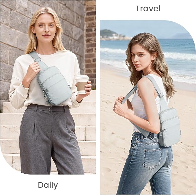G4Free Small Sling Bag for Women, Anti Theft RFID Blocking Mini Crossbody Purse for Travel, Light Blue Gray