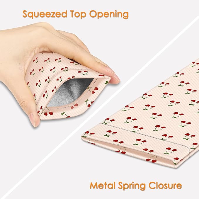 FINTIE Soft Eyeglasses Case with Cleaning Cloth, Portable Squeeze Top Vegan Leather Glasses Pouch, Sunglasses Eyewear Bag