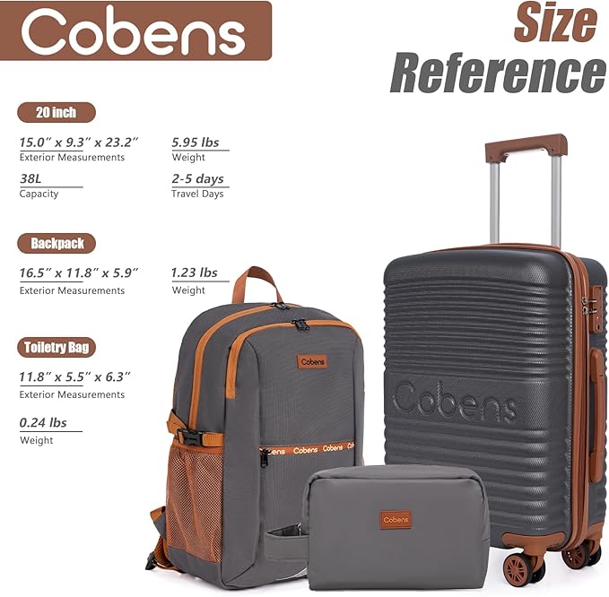 Carry-on Luggage 22x14x9 Airline Approved, Suitcases with Wheels Hardshell， Lightweight Luggage Set with TSA Lock， 20Inch Black Carry-on Suitcase