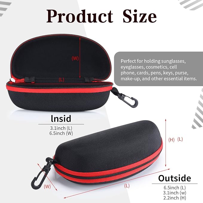 Yunsailing 24 Pack Hard Shell Sunglasses Case Zipper Eyeglasses Case Glasses Storage Unisex Protective Travel Sunglass Organizer with Portable Clip for Men and Women