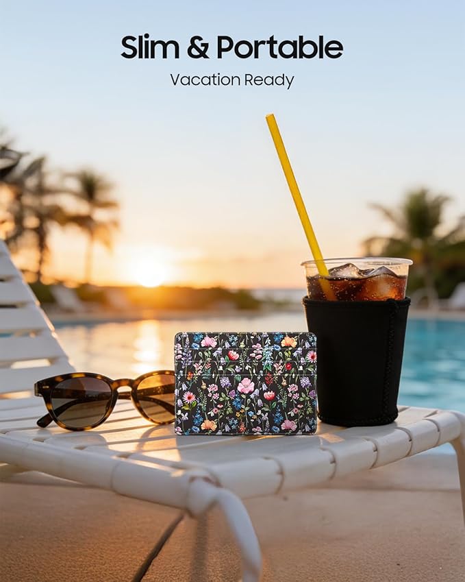FINTIE Slim Minimalist Front Pocket Wallet, RFID Blocking Credit Card Holder Card Cases with ID Window for Men Women (Black Floral)