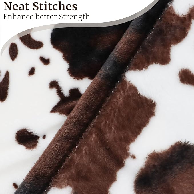 Cow Print Blanket Soft Flannel Cozy Cute Fleece Blankets and Throws for Adults Kids Boys Teens Gifts Warm Plush Lightweight Throw All-Season for Couch Sofa Bed 50"x60"