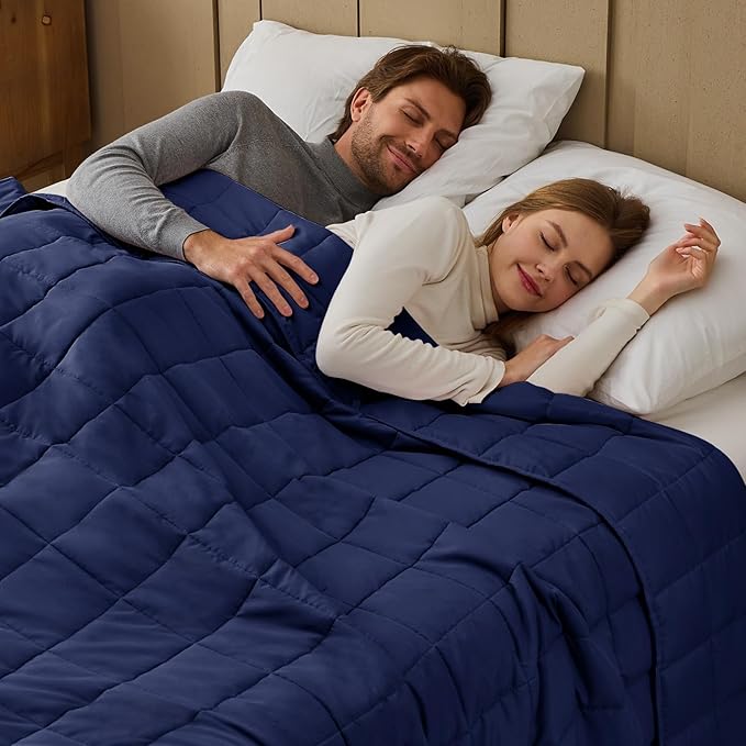 Navy Blue Weighted Blanket for Adults 20lbs, 80"x87", King Size Cooling Heavy Throw Blanket for 180-220lbs, Microfiber Soft Thick Big Blankets Weighted Comforter Gift for Sleeping