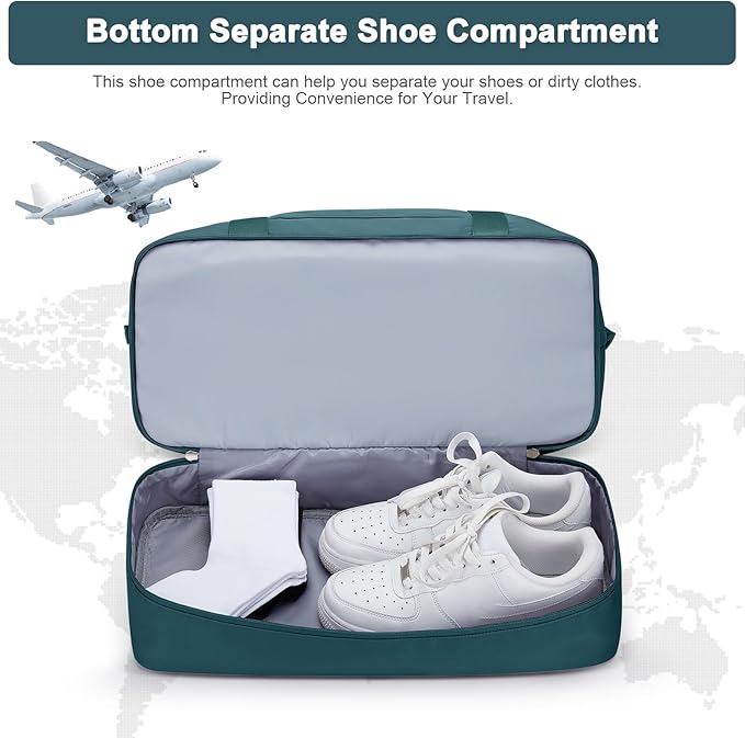 Travel Duffel Bag with Shoes Compartment, Overnight Weekender Bags for Women,Carry on Personal Item Bag