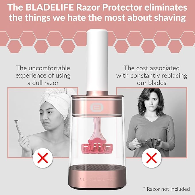 Razor Storage Device for Women & Men Rose Gold - Fits All Leading Razors - Doubles the Life of Your Blade - Razor Travel Case 2024 New Model