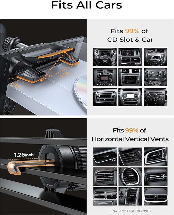 LISEN CD Phone Holder for Car iPhone 17 Adjustable CD Slot Phone Mount Holder Sturdy Cell Phones Holders for Your Car Accessories for Samsung Galaxy S25 S24 iPhone 16 15 Pro Max All Phones | Sturdy Cell Phones Holders for Your Car Valentines Day Gifts ...