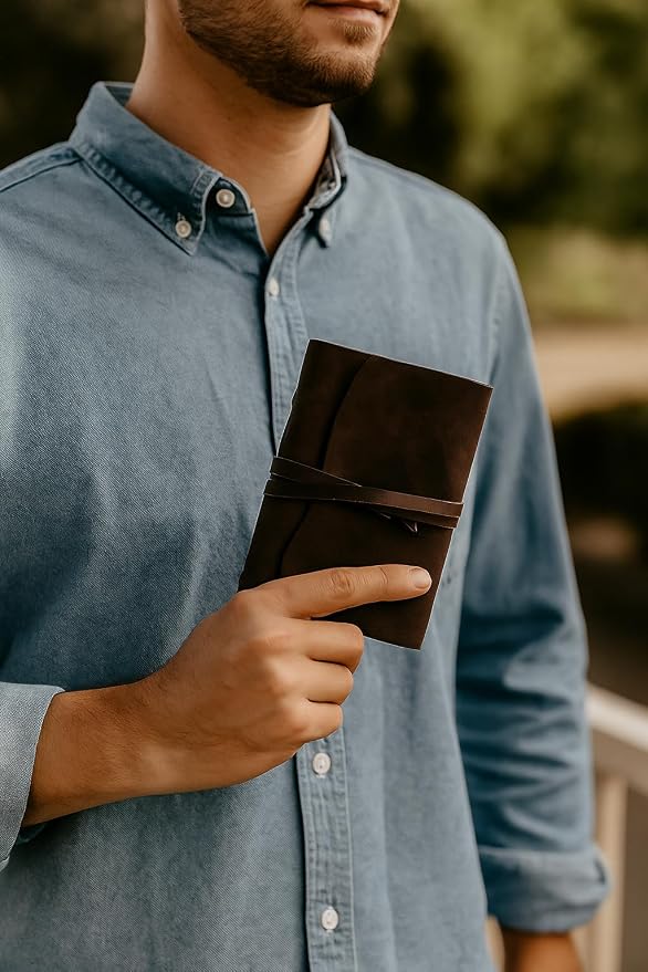 RILIHO Leather Journal Notepad, Small Notebook 4.8x6.5 Inches, Mini Journal, Retro Premium Planner, Lined Diary Vintage Style, Ideal for Women and Men, Artists, Travelers, Dark Brown