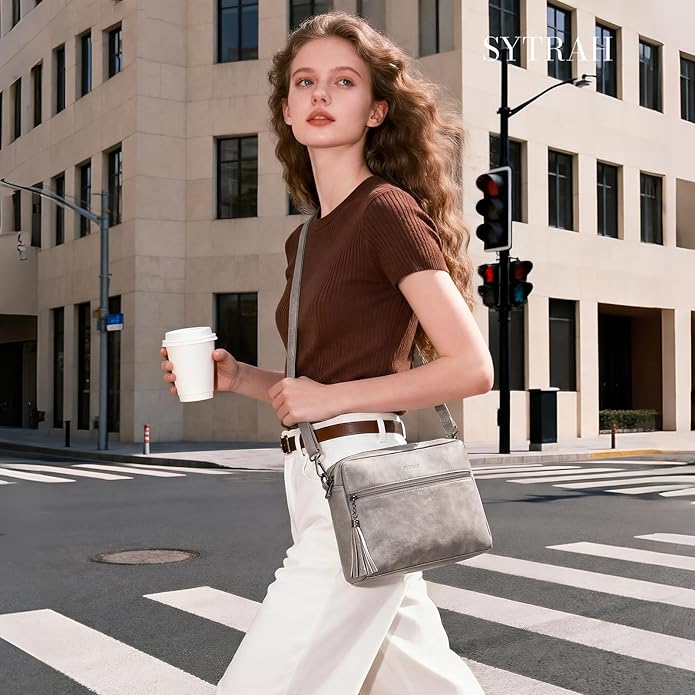 SYTRAH Anti-Theft Crossbody Purse for Women, Crossbody Shoulder Bag with Built-in Wallet & RFID Blocking for Travel Workout